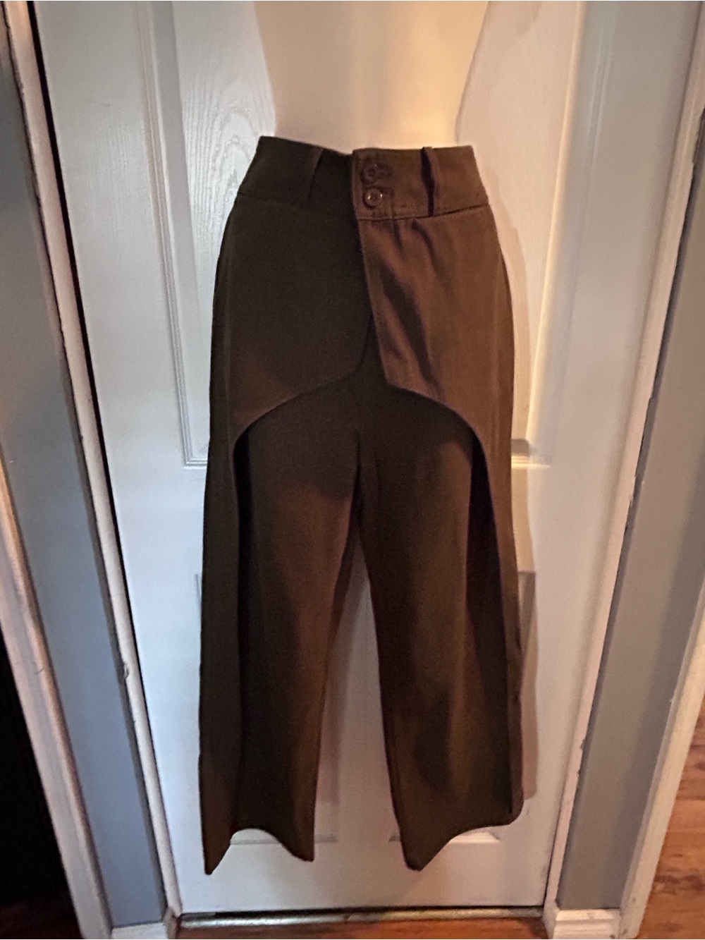 Commense Olive Green Wide-Leg Flare Jeans